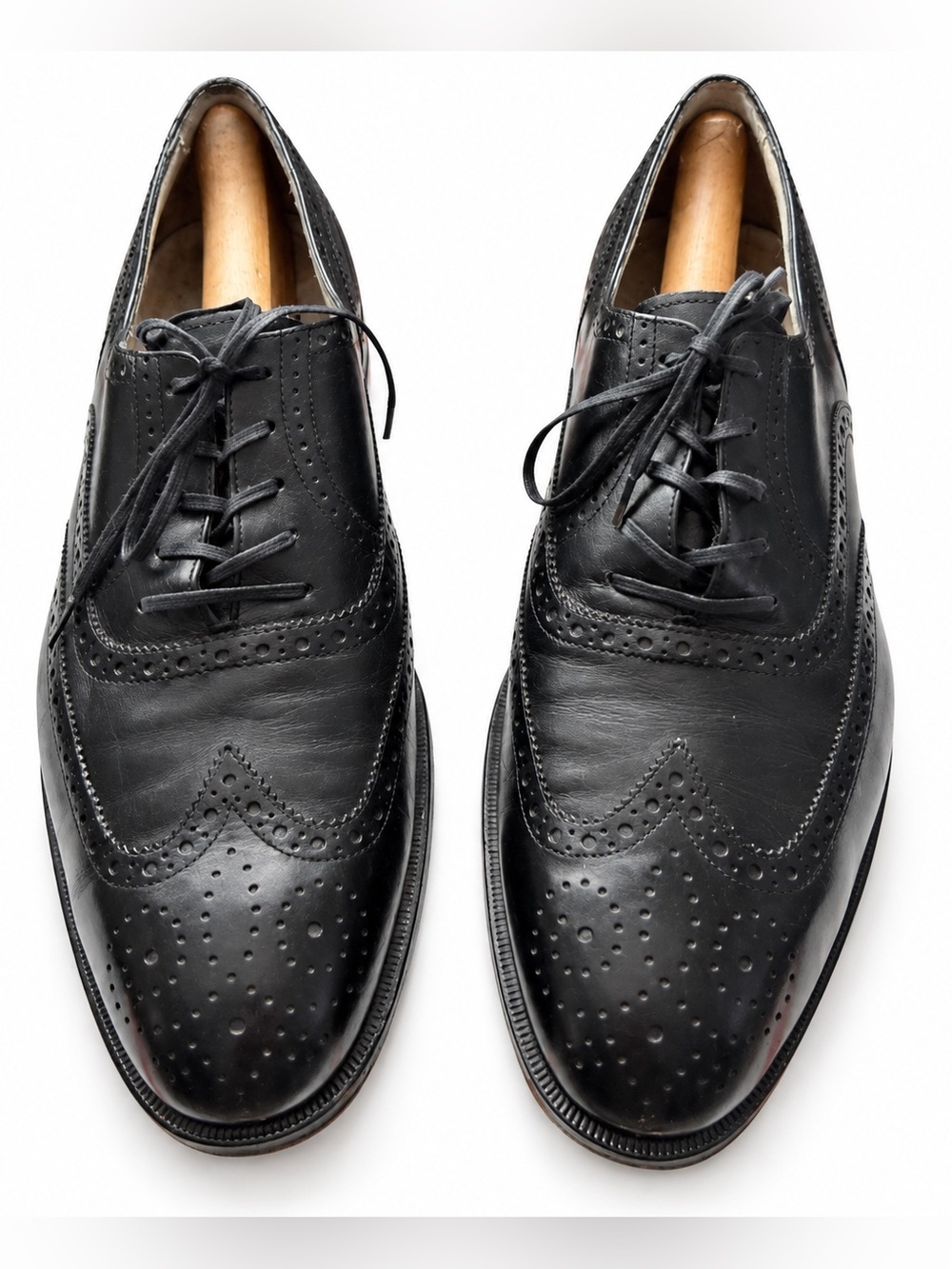 Vintage Rockport Rare M6678 Black Leather Calfskin Wingtip Luxe Oxfords 10 Italy